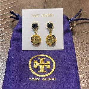 Tory Burch Gold and Black Drop Earrings NWOT